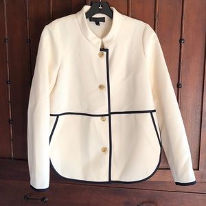 J CREW Cream Jacket with Navy Piping Detail